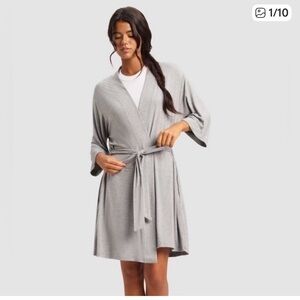 Cozy Earth Bamboo Stretch-Knit Kimono Grey Super soft Athleisure Robe, Medium